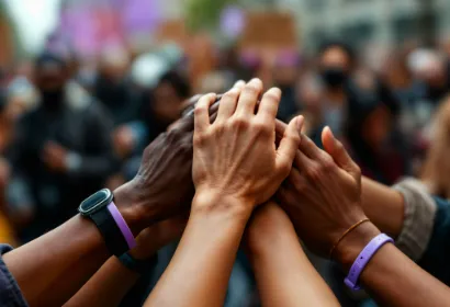People joining hands in unity